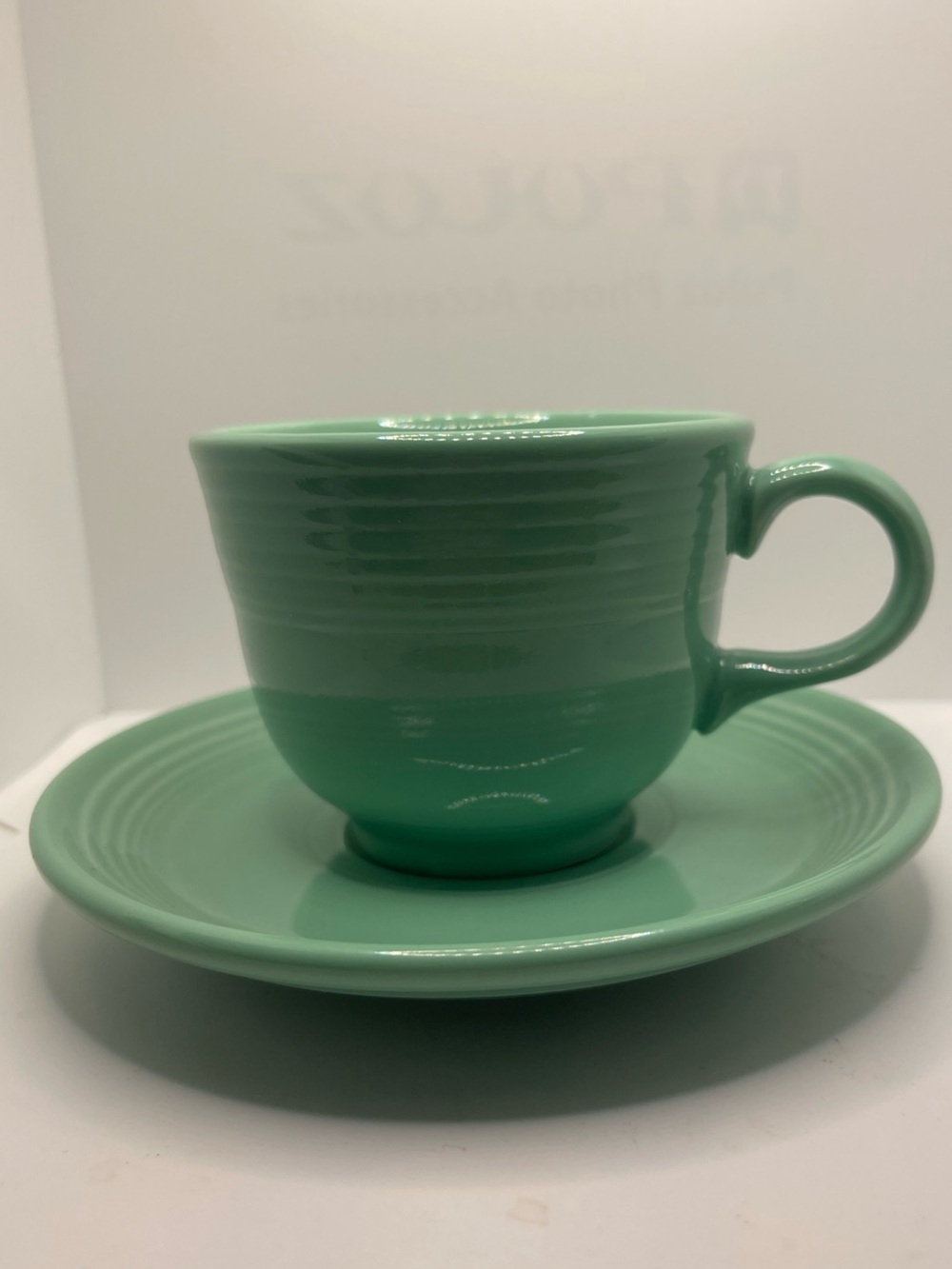 Fiesta Ware Green Tea Coffee Cup & Saucer Set Made In USA Homer Laughlin